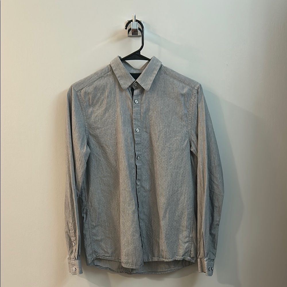 H&M Gray Casual Button Down Shirt Crisp Cotton